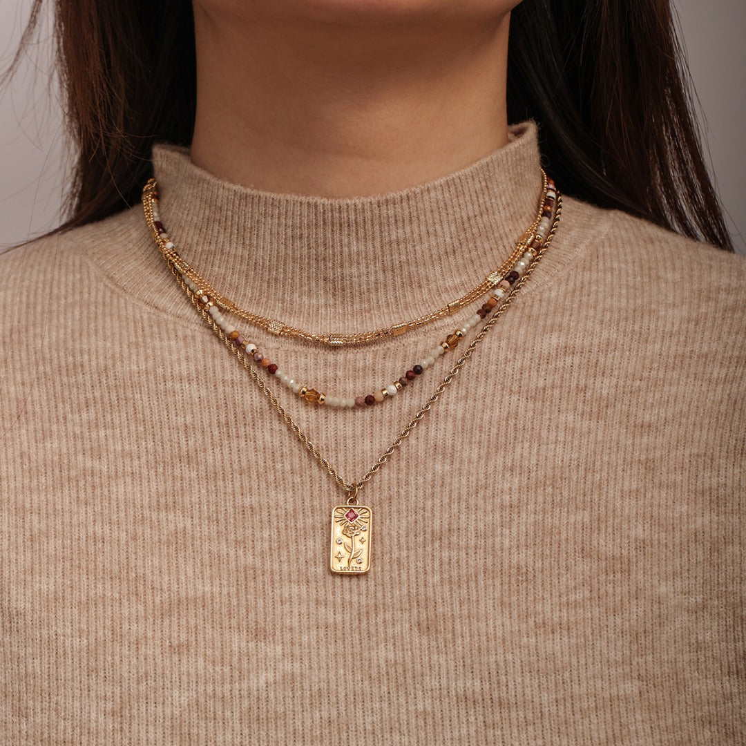 Rectangular Embossed Pattern Necklace