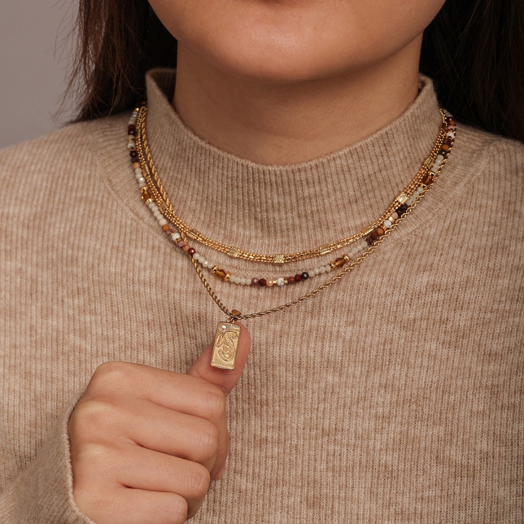 Rectangular Embossed Pattern Necklace