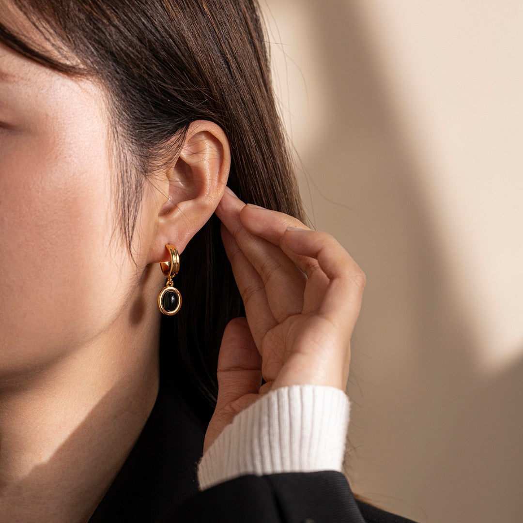 Vintage Agate & Tiger Eye Earrings