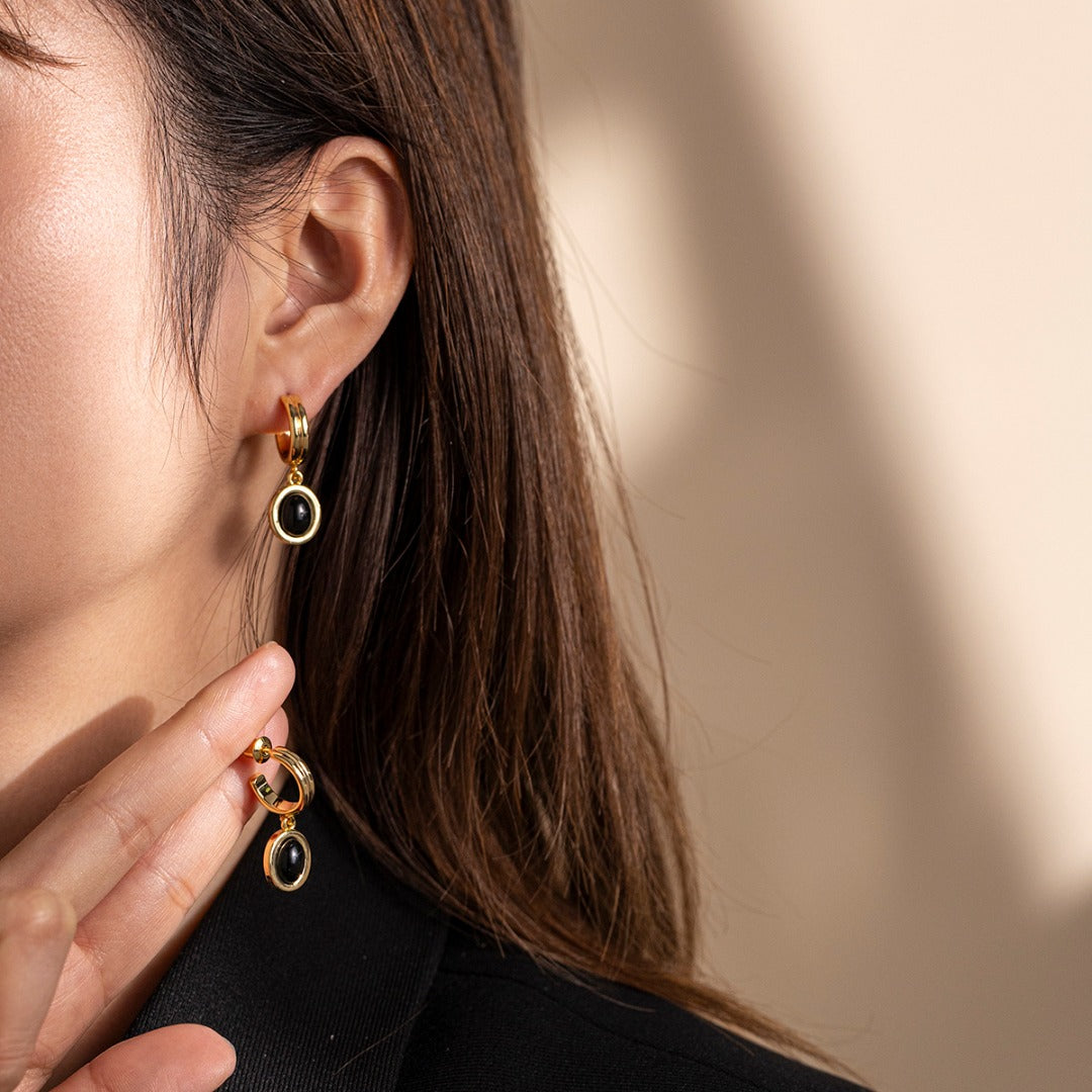 Vintage Agate & Tiger Eye Earrings