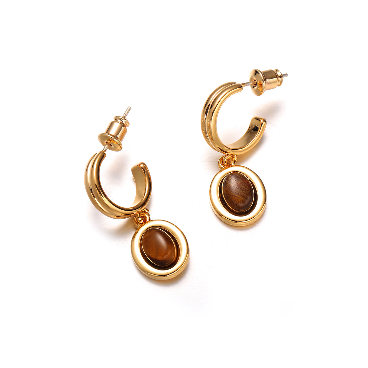 Vintage Agate & Tiger Eye Earrings