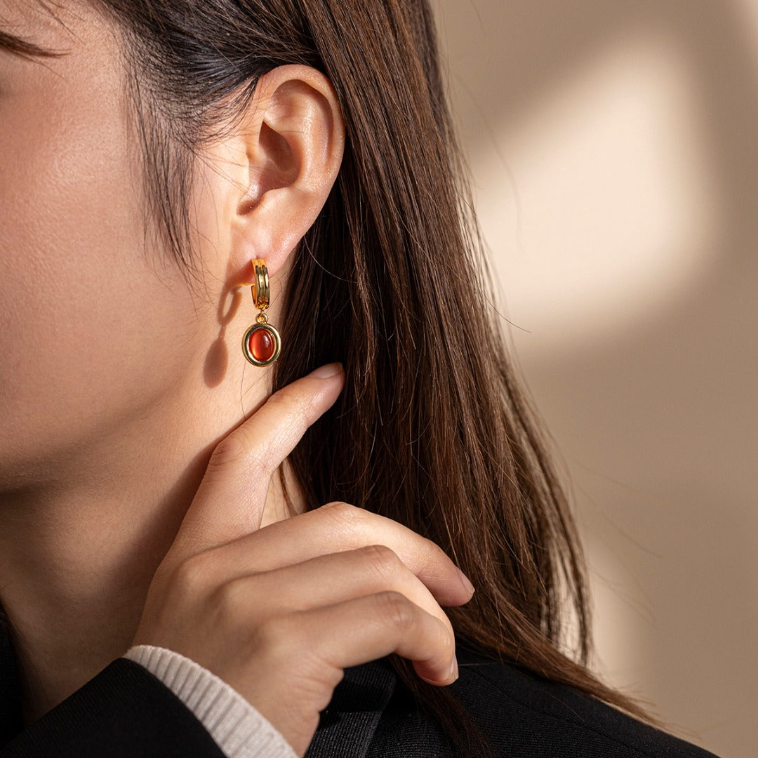 Vintage Agate & Tiger Eye Earrings