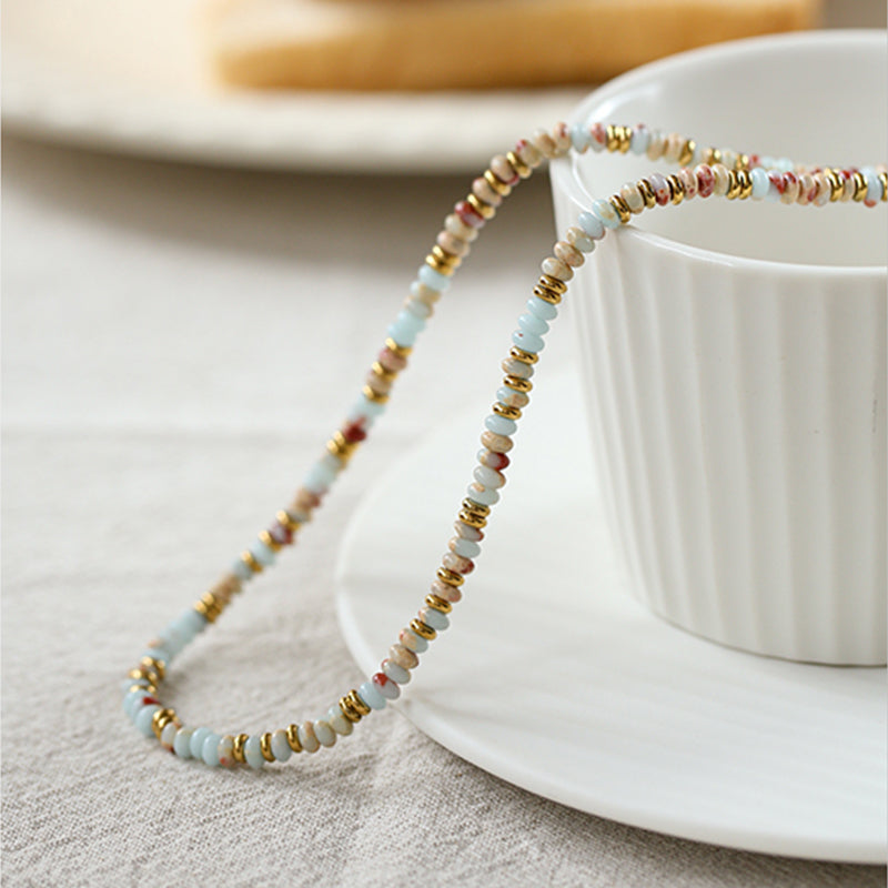 Aqua Blue Beaded Necklace