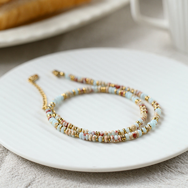 Aqua Blue Beaded Necklace