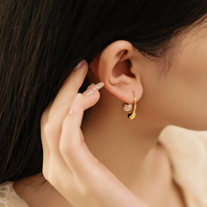 Elegant Pearl Hook Earrings