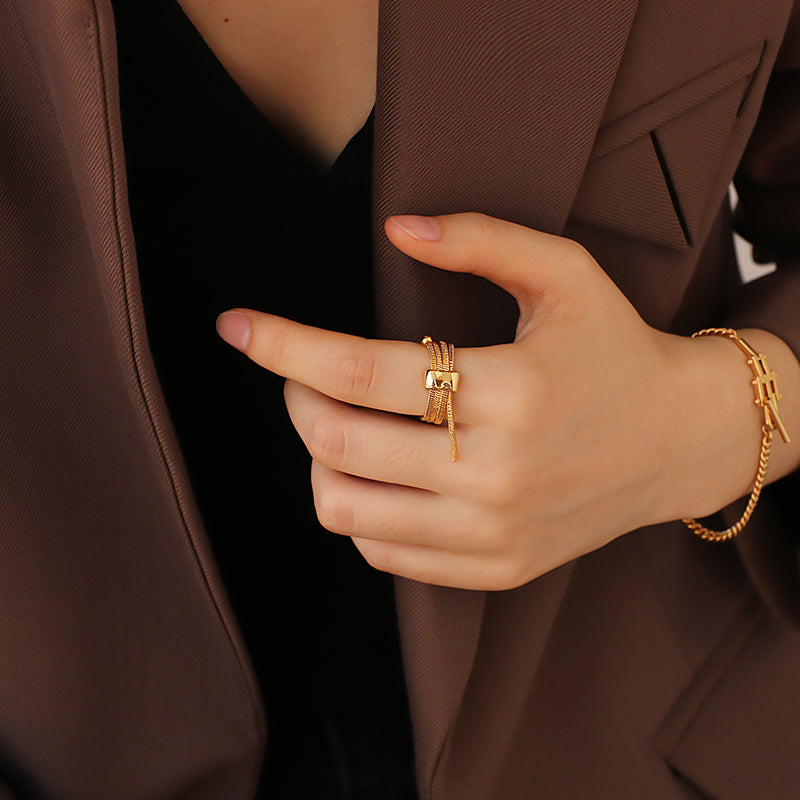 Trendy Stacking Snake Chain Ring