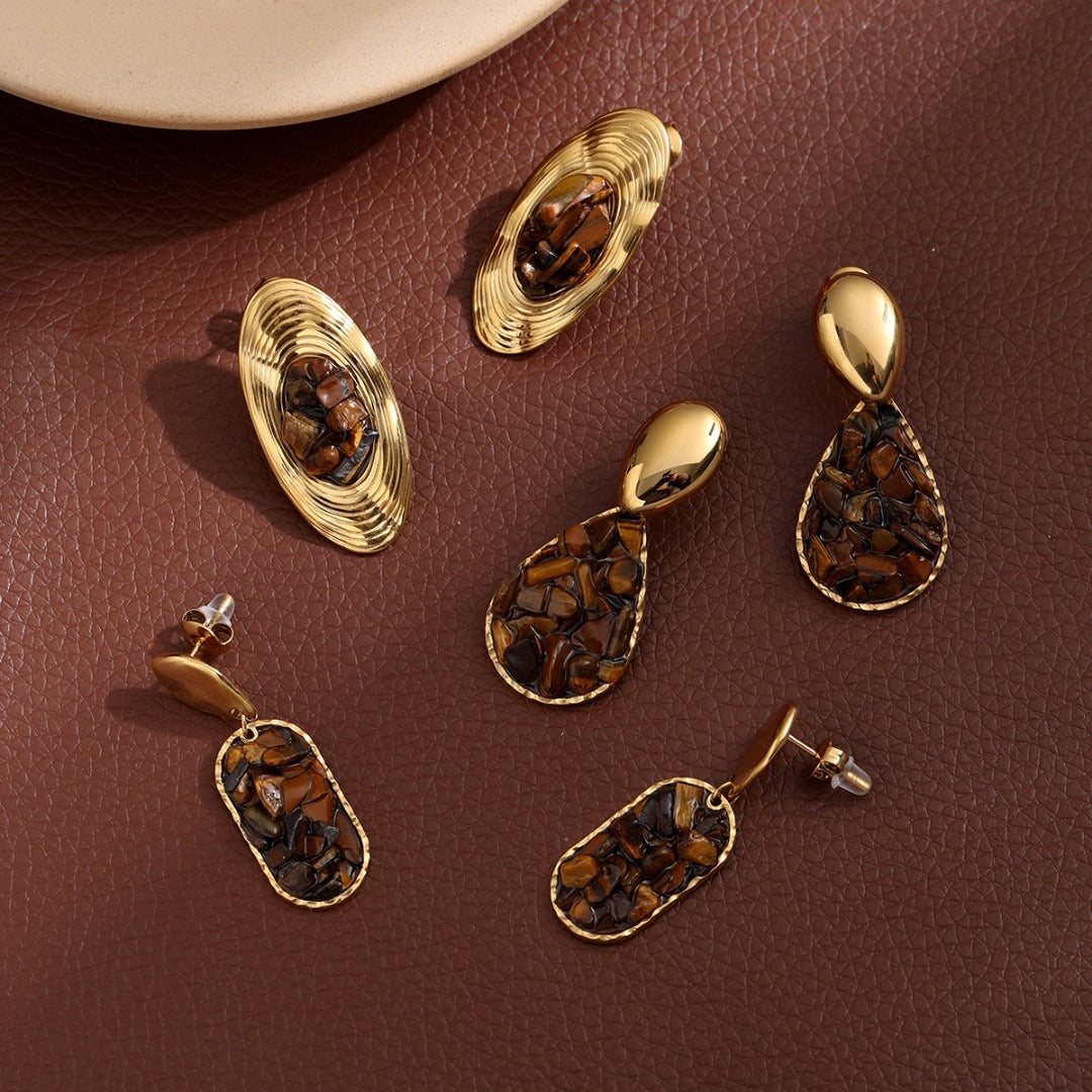 Vintage Luxe Brown Tiger Eye Earrings