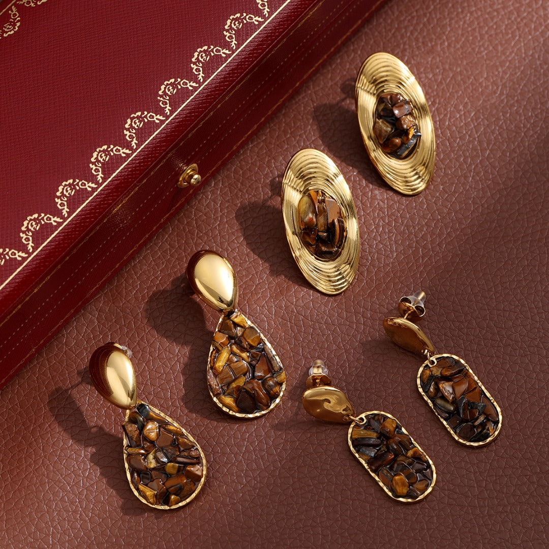 Vintage Luxe Brown Tiger Eye Earrings