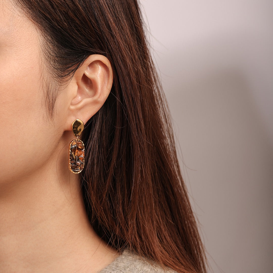 Vintage Luxe Brown Tiger Eye Earrings