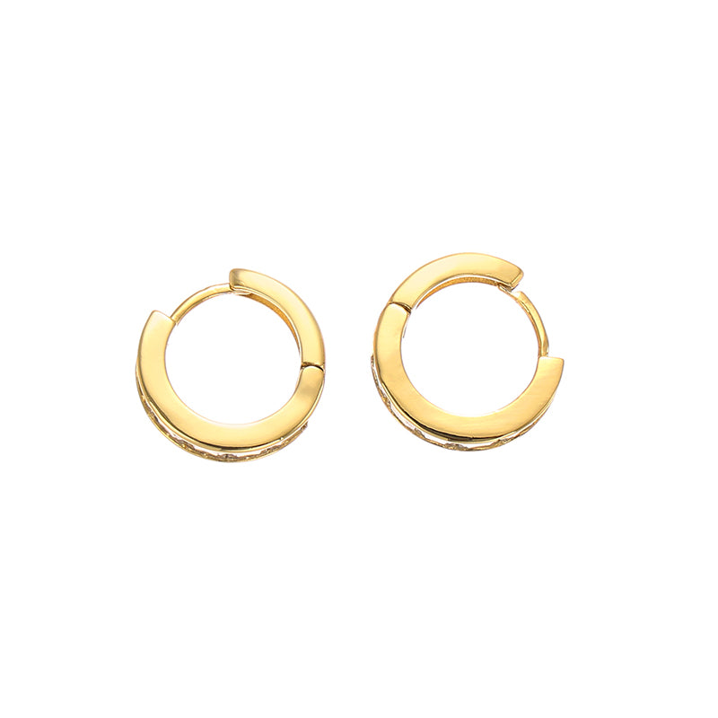 Zircon-Embellished Metal Hoop Earrings