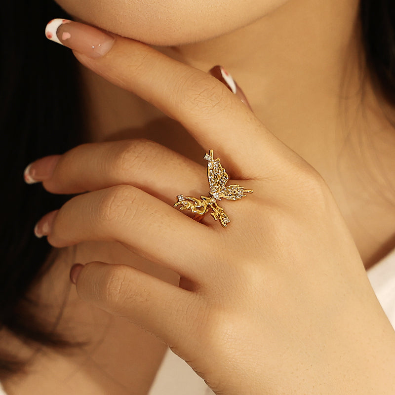 Elegant Butterfly Open Ring