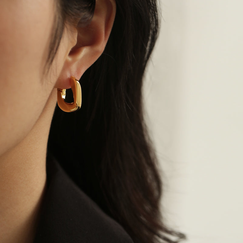 Glossy Square Hoop Earrings