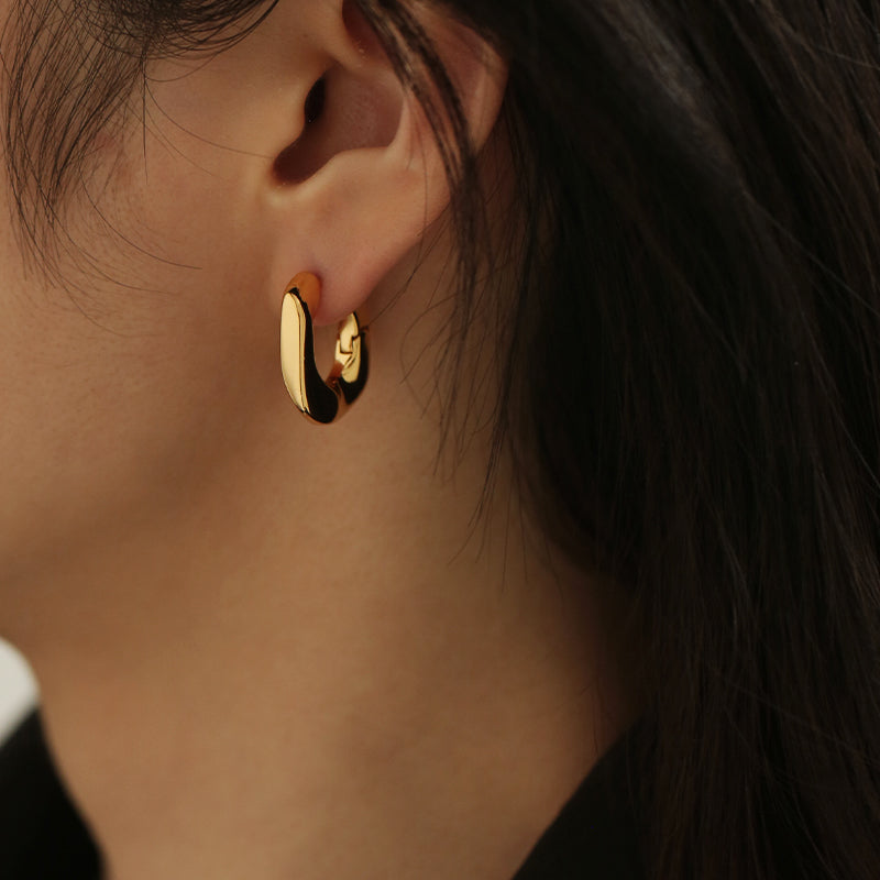 Glossy Square Hoop Earrings