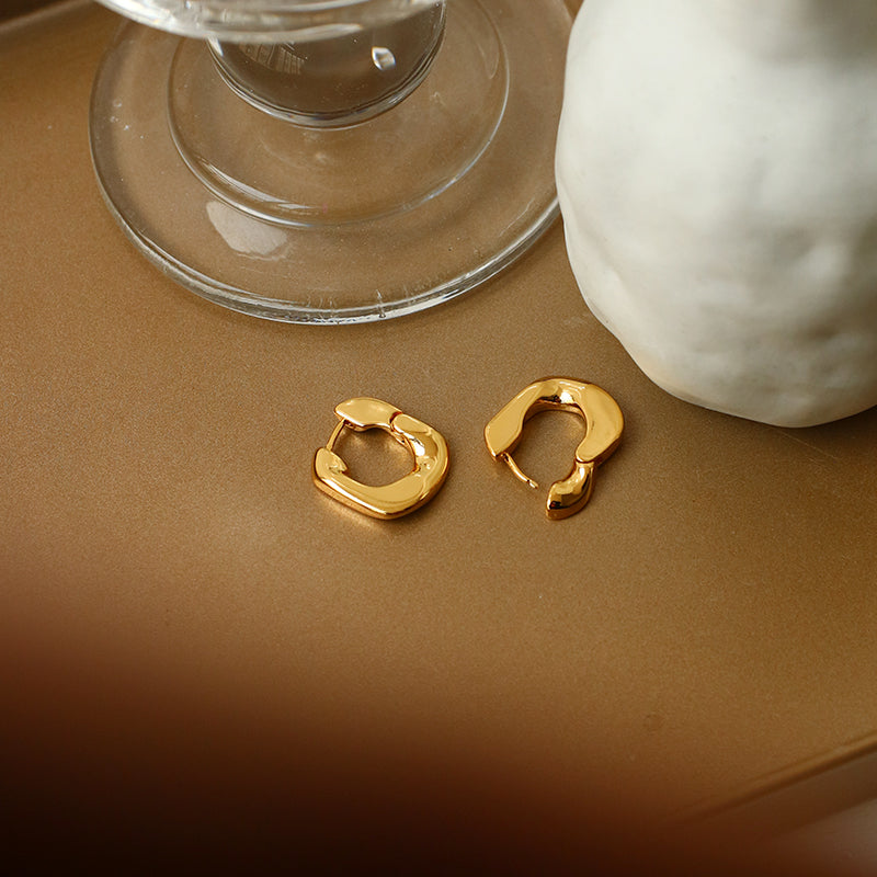 Glossy Square Hoop Earrings