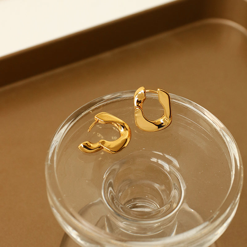 Glossy Square Hoop Earrings