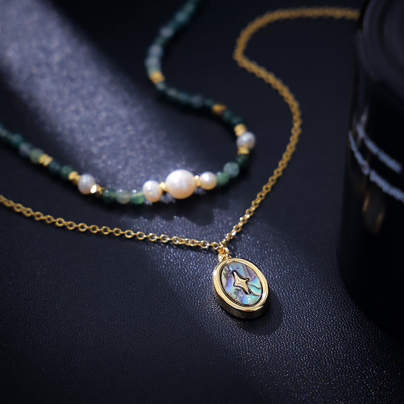 Natural Layered Pearl Abalone Necklace