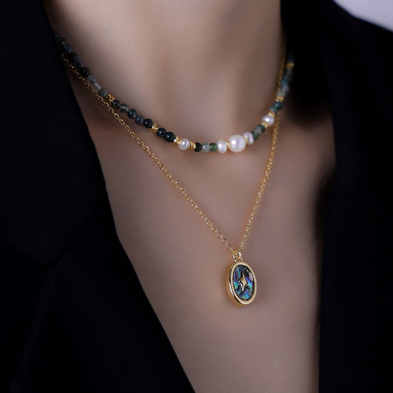 Natural Layered Pearl Abalone Necklace