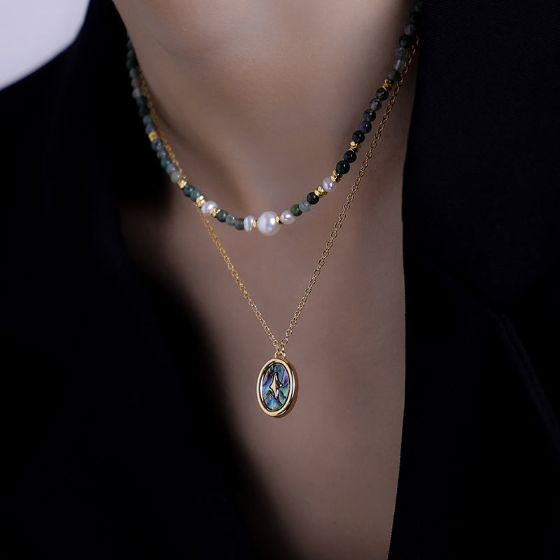 Natural Layered Pearl Abalone Necklace