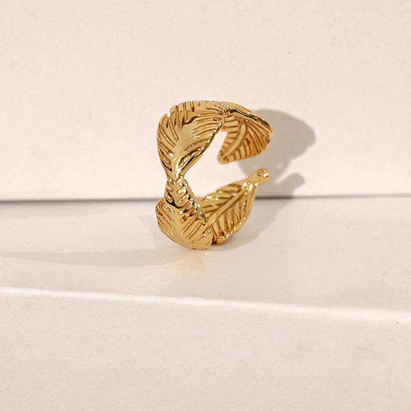 Vintage Feather Wide Band Ring