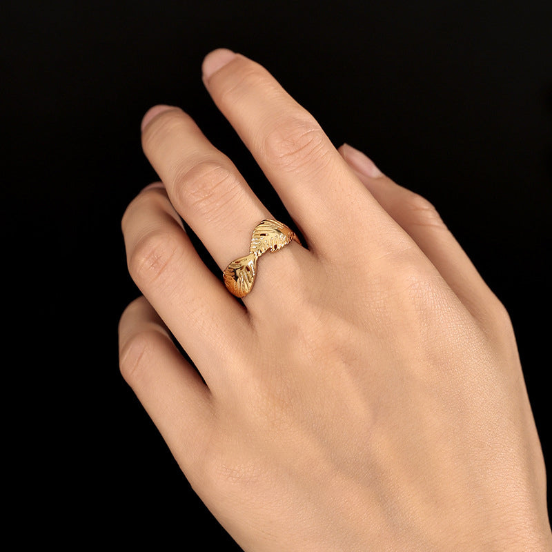 Vintage Feather Wide Band Ring