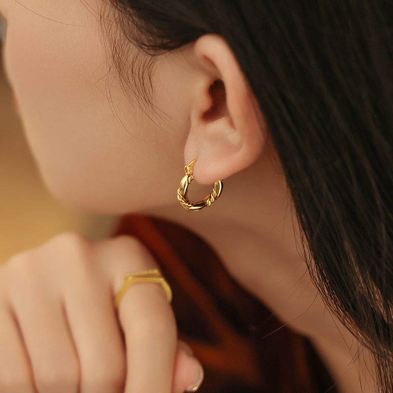 Twisted Round Hoop Earrings
