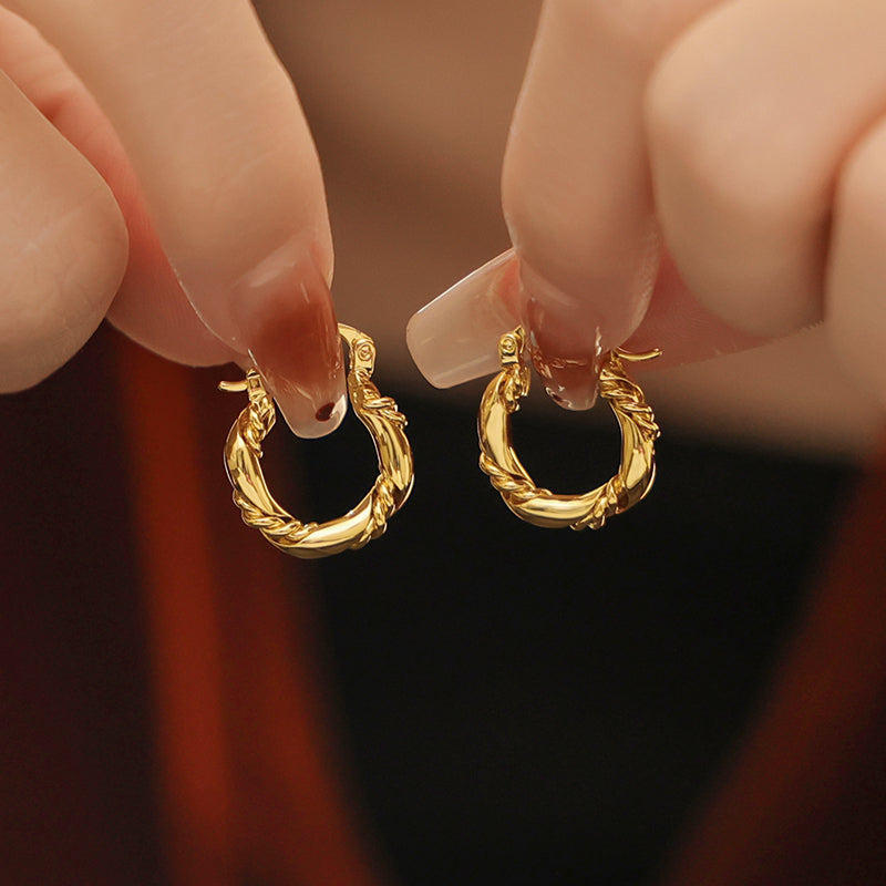 Twisted Round Hoop Earrings