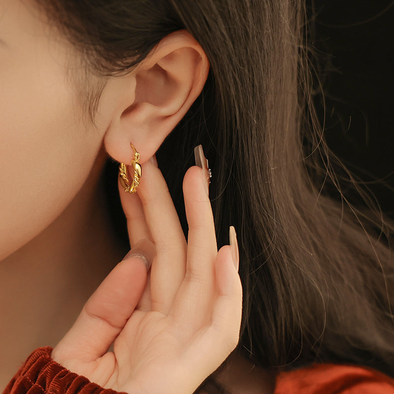 Twisted Round Hoop Earrings