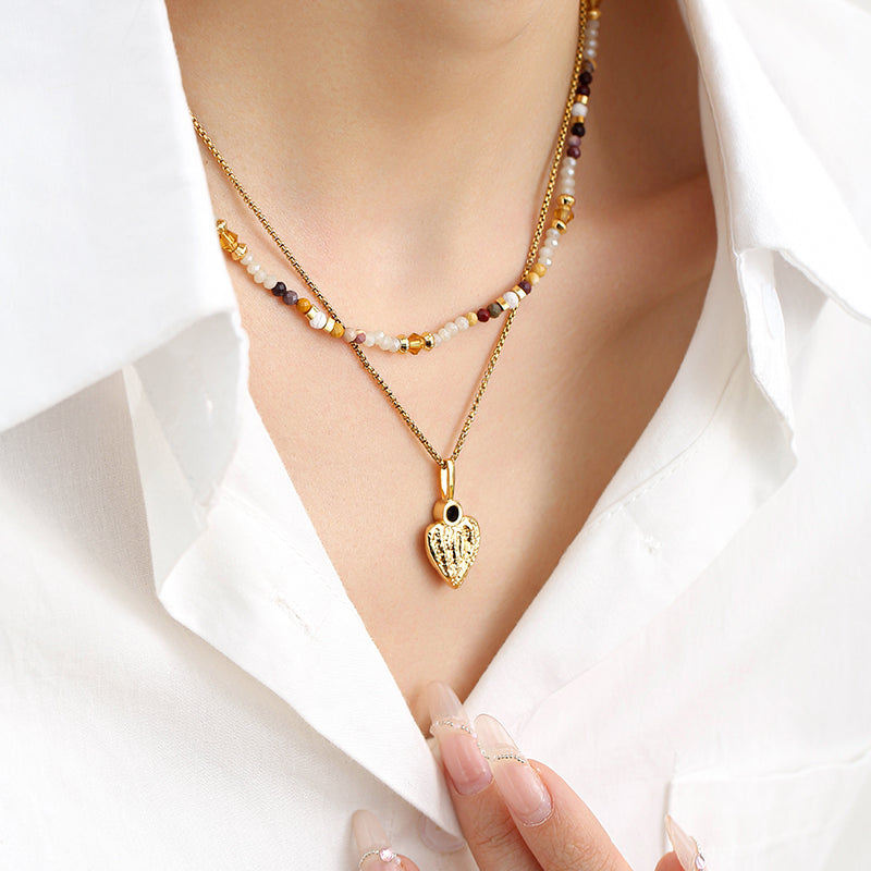Colorful Beaded Stone Necklace