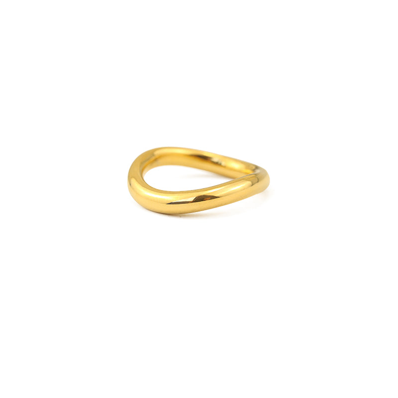 Minimal Glossy Gold Circle Ring