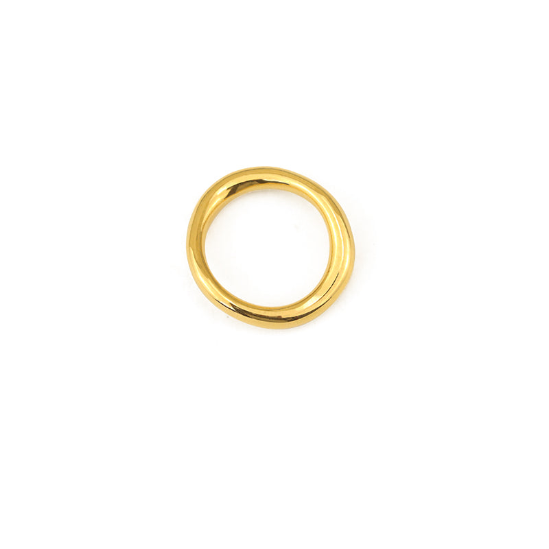 Minimal Glossy Gold Circle Ring