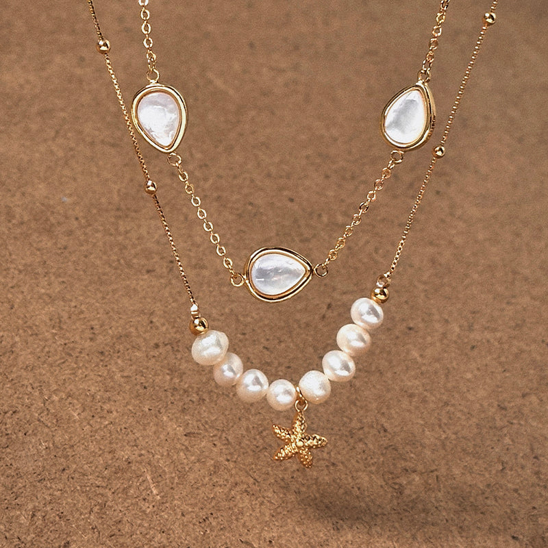 Starfish Shell Pearl Necklace