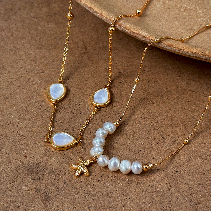 Starfish Shell Pearl Necklace