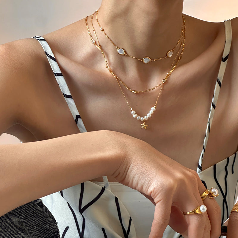 Starfish Shell Pearl Necklace