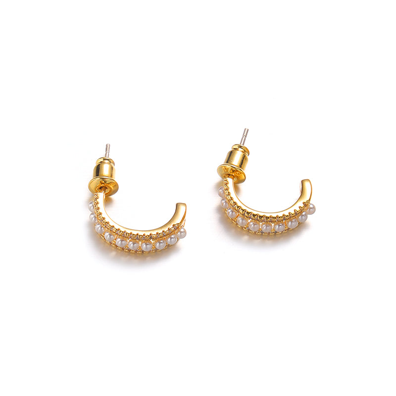 Shiny Pearl Zircon Earrings