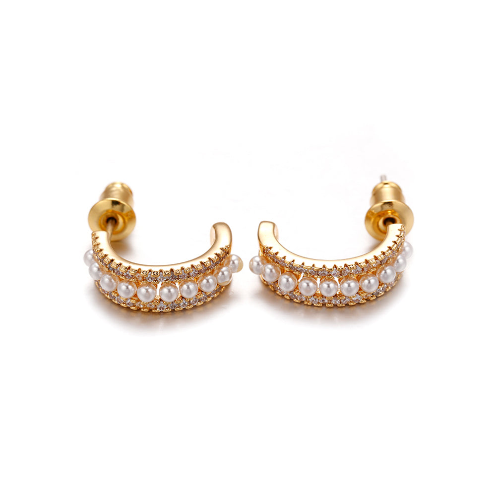 Shiny Pearl Zircon Earrings