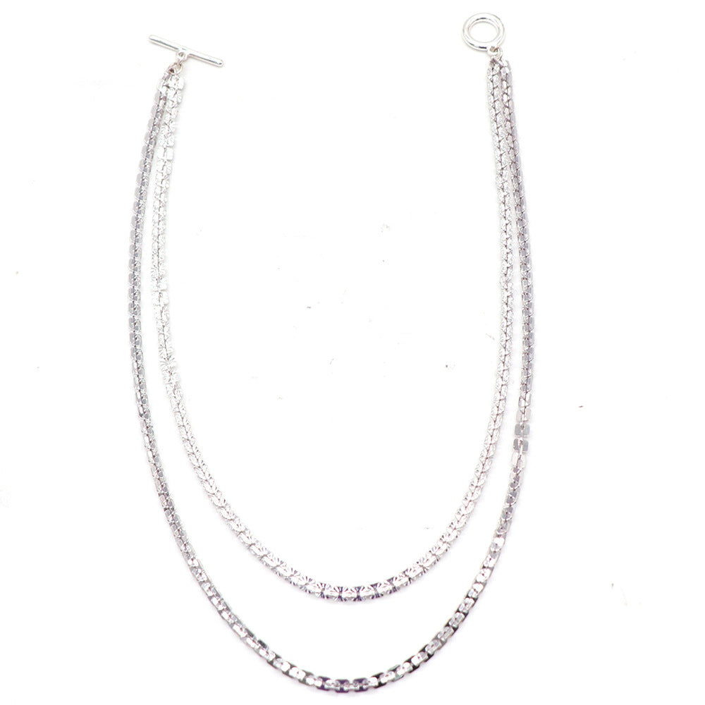 Double layer silver necklace