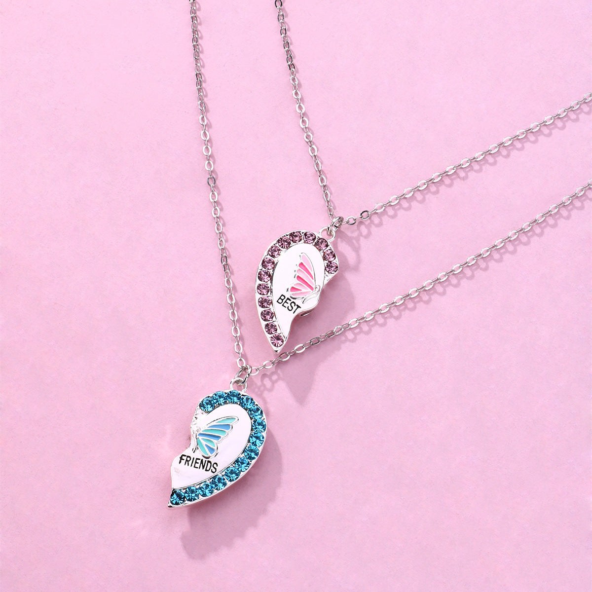 Butterfly Heart Magnetic Split Necklace