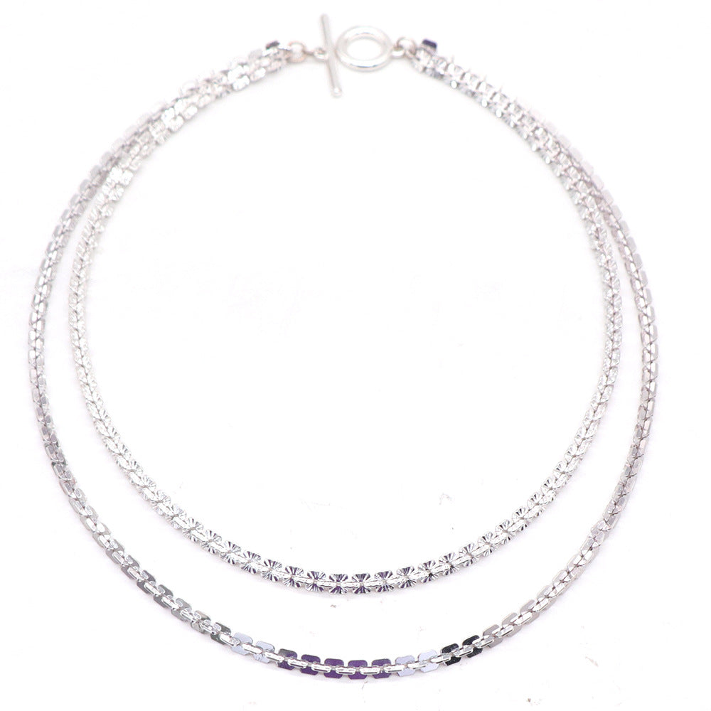 Double layer silver necklace