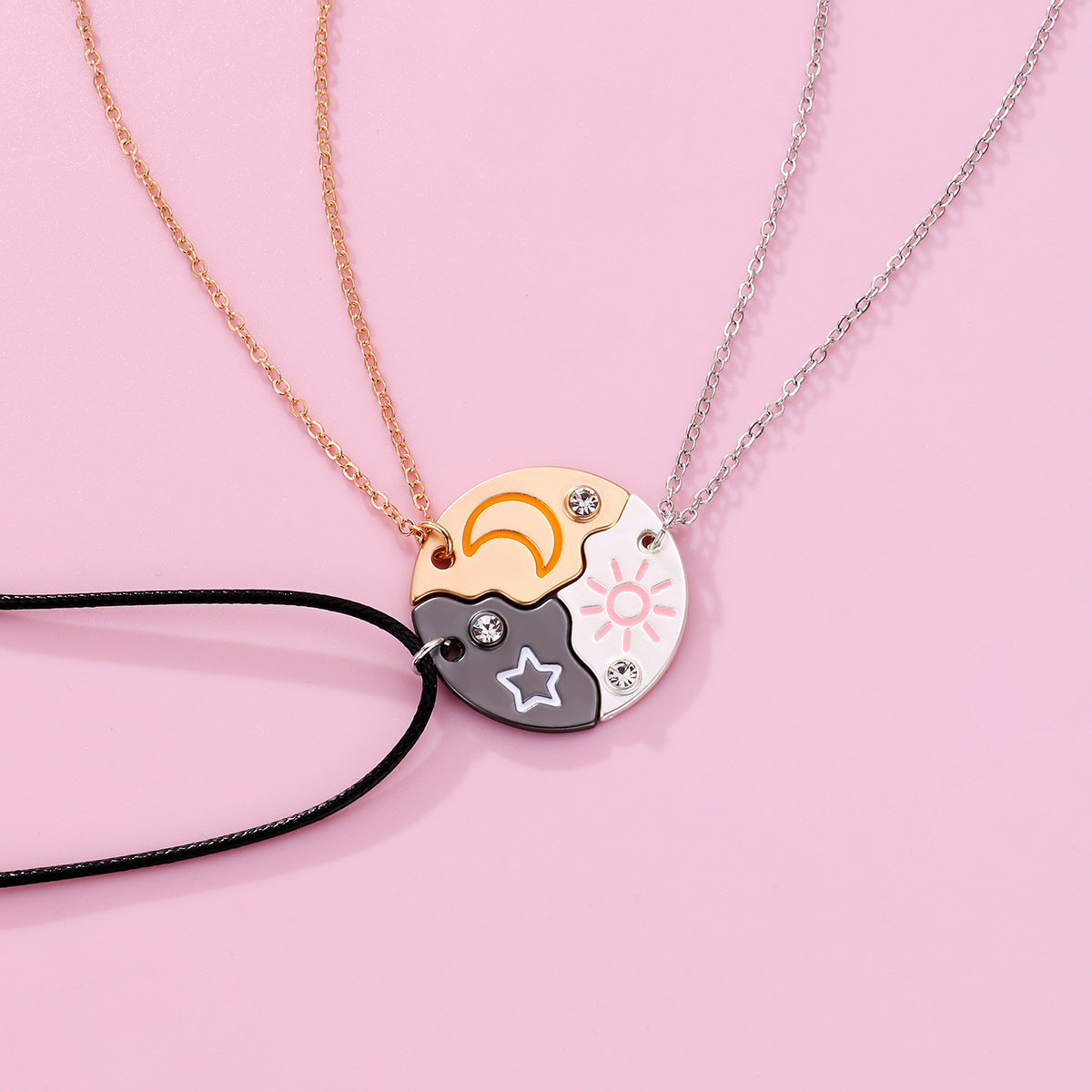 Moon Star Sun Trio Pendant Necklace