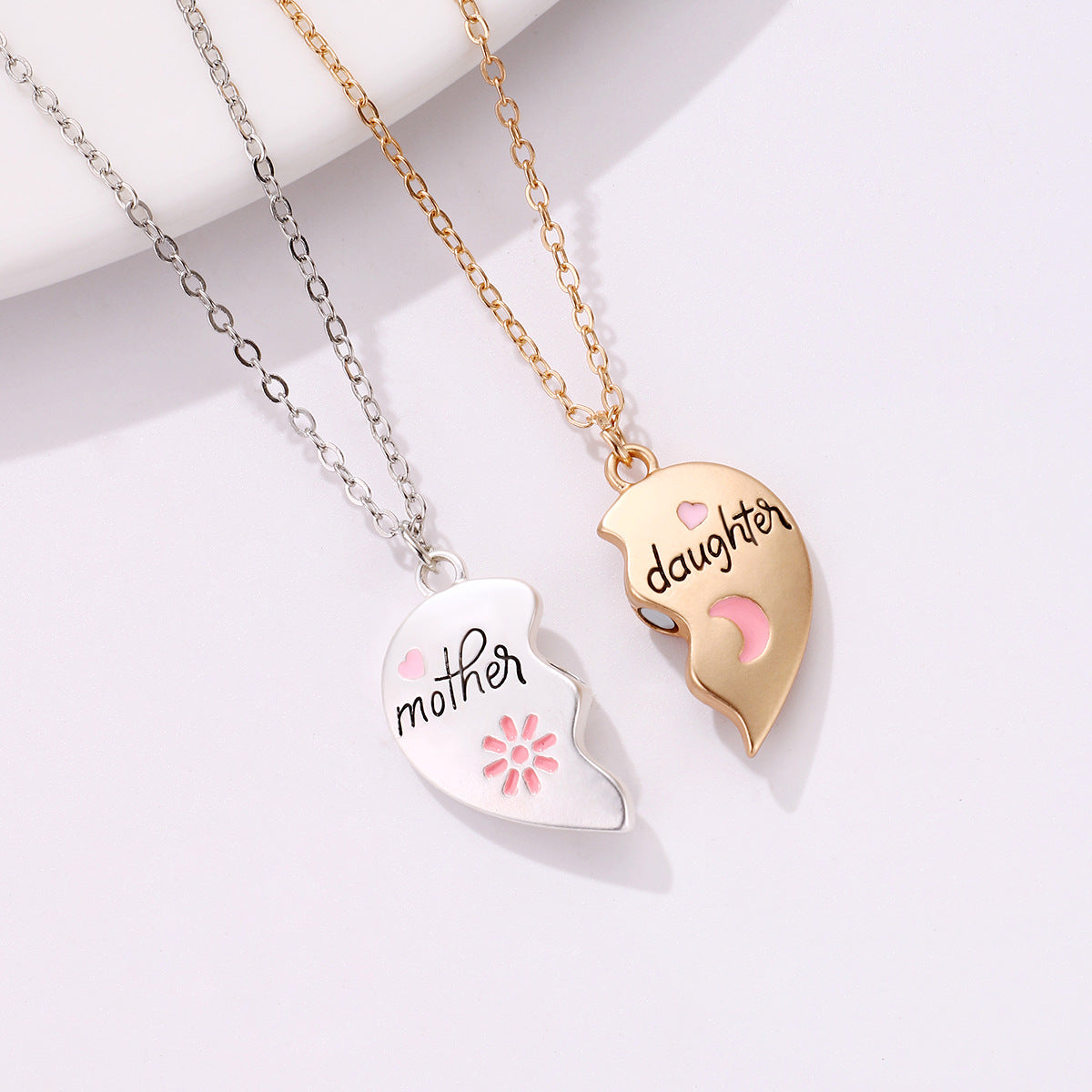 Mother Daughter Puzzle Magnetic Necklace
