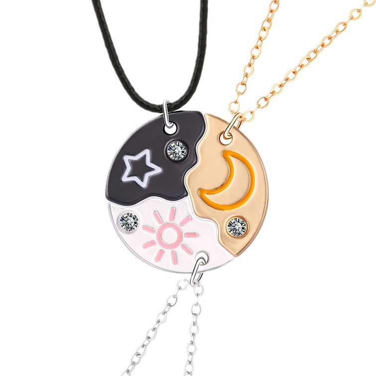 Moon Star Sun Trio Pendant Necklace