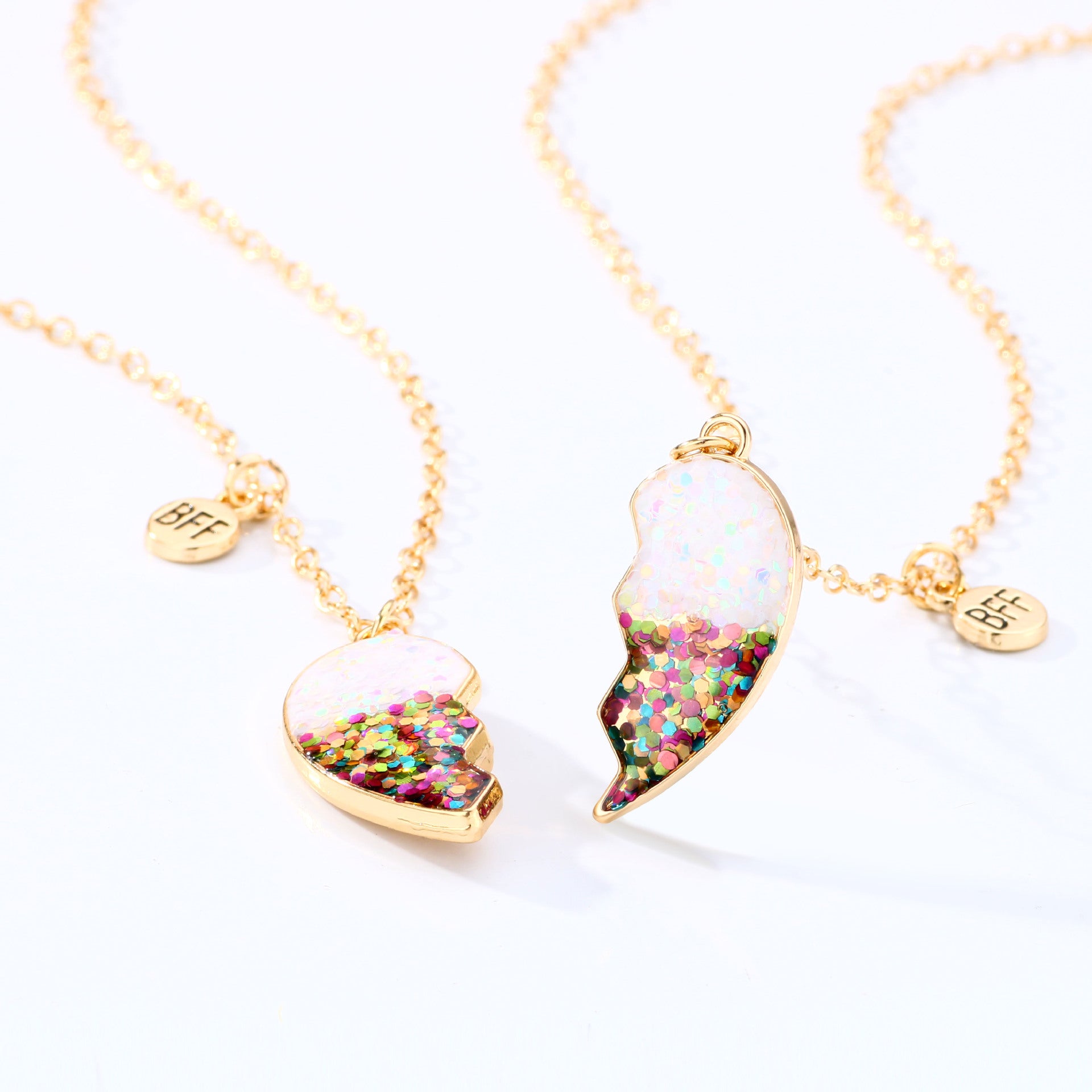 Color Sequin Magnetic Heart Necklace