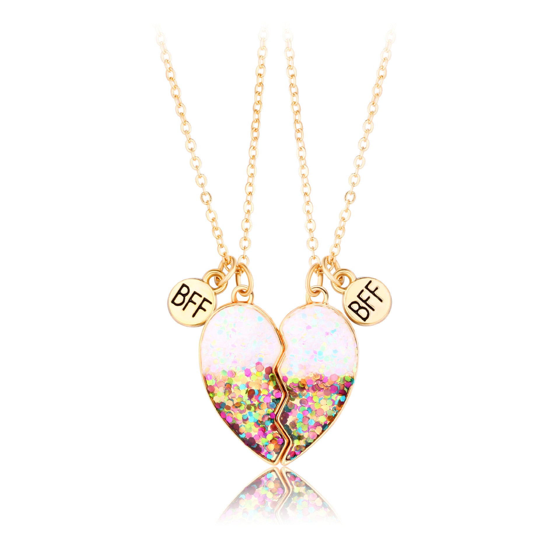 Color Sequin Magnetic Heart Necklace