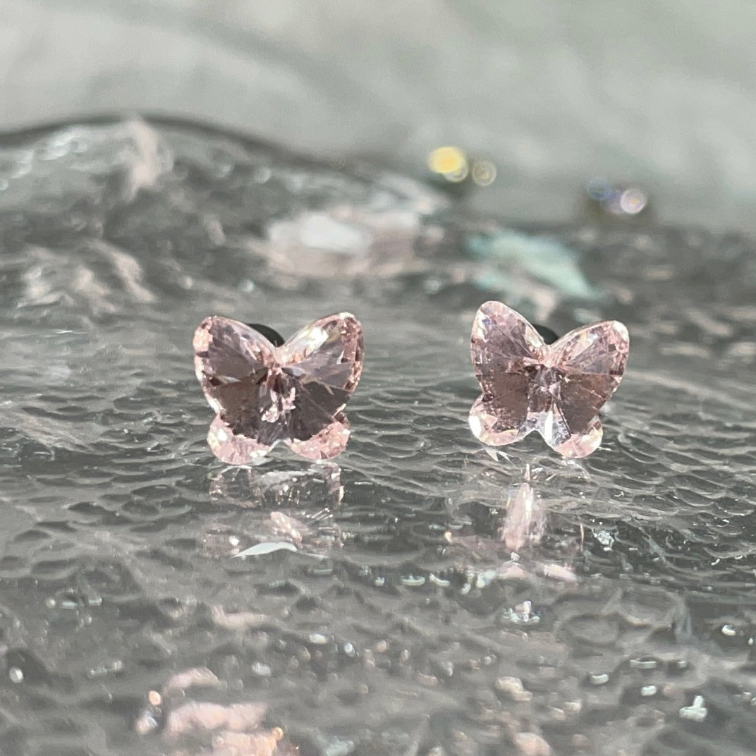 Rose pink - butterfly girl earrings summer limited