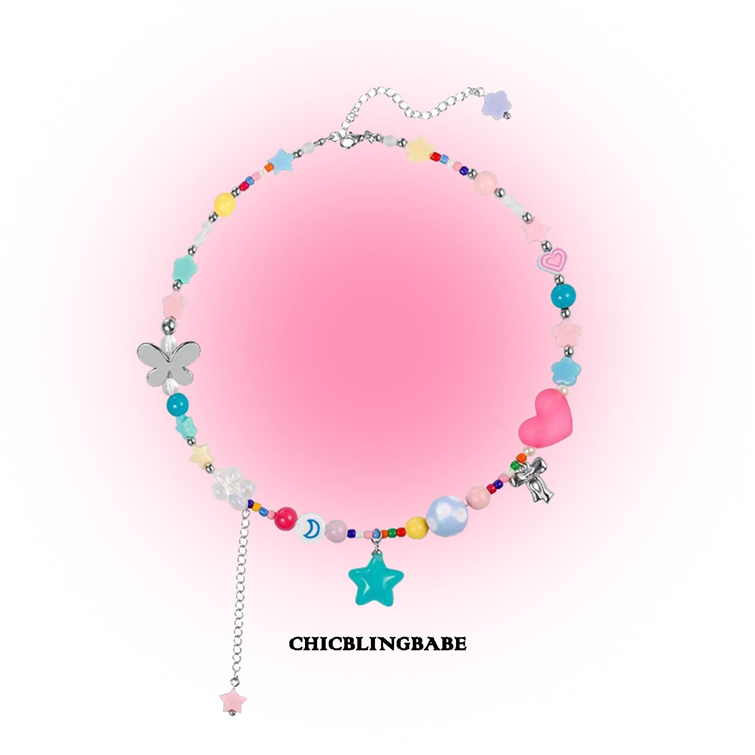 Colorful flowers love beads necklace