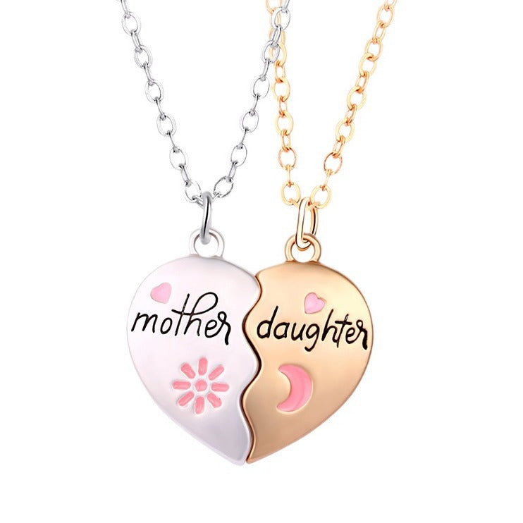 This image displays a ChicBlingBabe silver-tone split heart necklace designed for best friends, couples, or family members, featuring a magnetic puzzle pendant that combines to form a complete heart, perfect for birthdays, holidays, or daily wear to symbolize close emotional bonds.