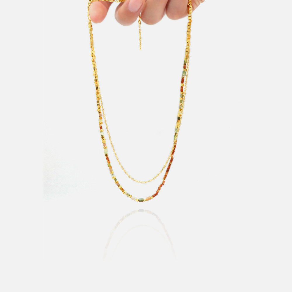 Colorful double stone chain