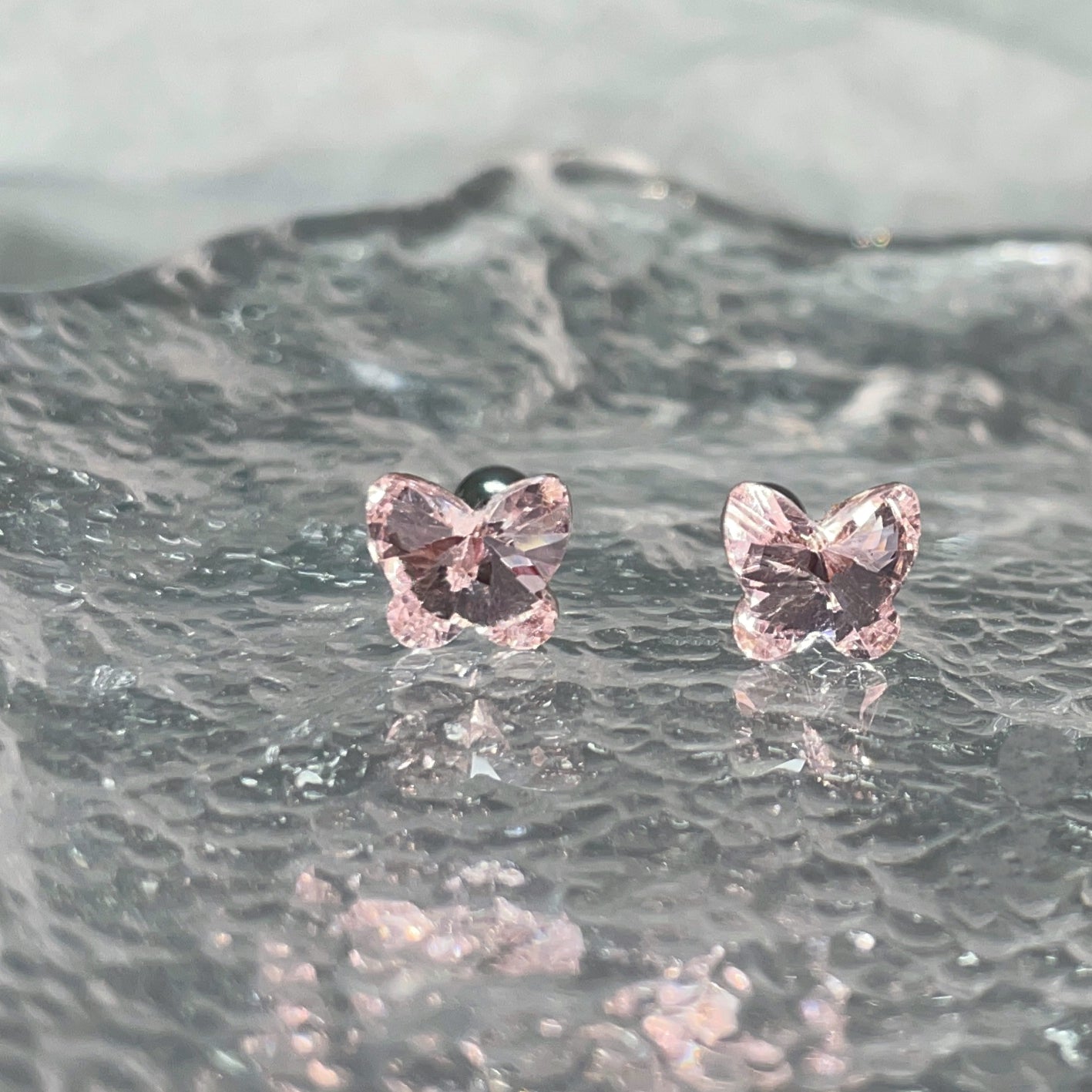 Rose pink - butterfly girl earrings summer limited