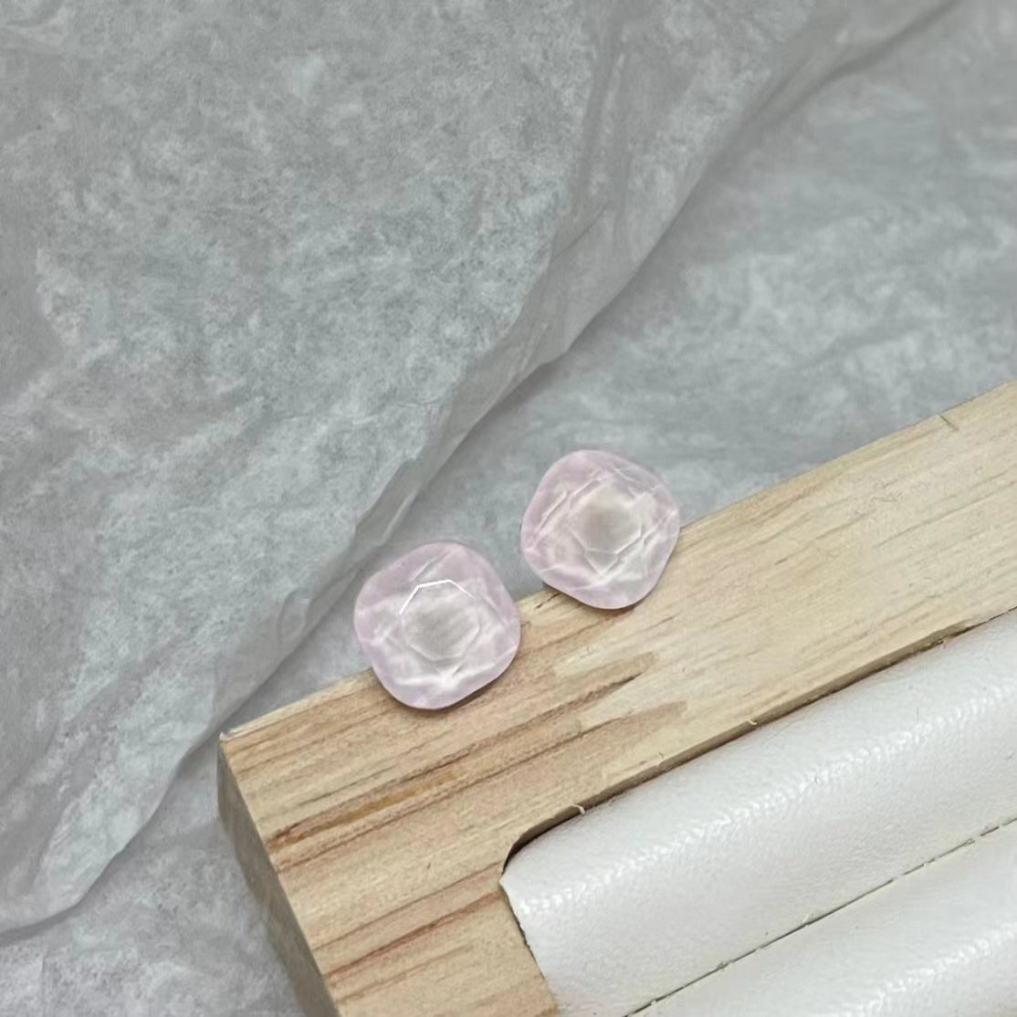 Rose pink-square earrings for spring and summer only