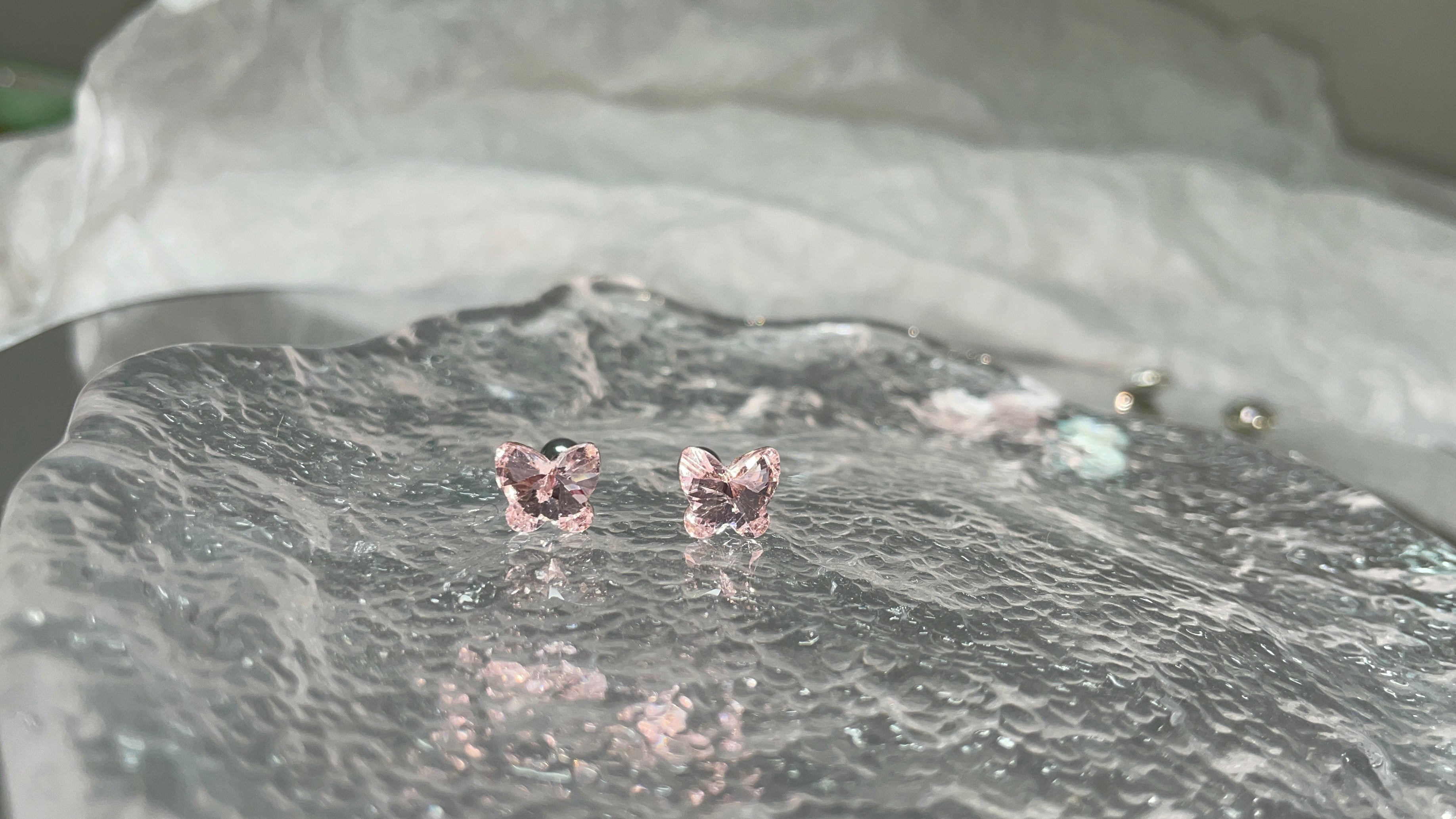 Rose pink - butterfly girl earrings summer limited